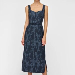 Kay Unger Blue Drew Embroidered Sheath Midi-Dress, SIZE 8